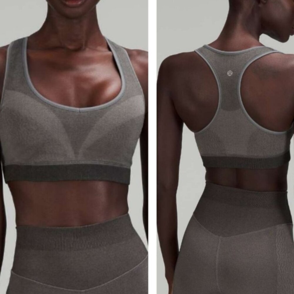 Lululemon Seamless Racerback Train Bra grey size 4
